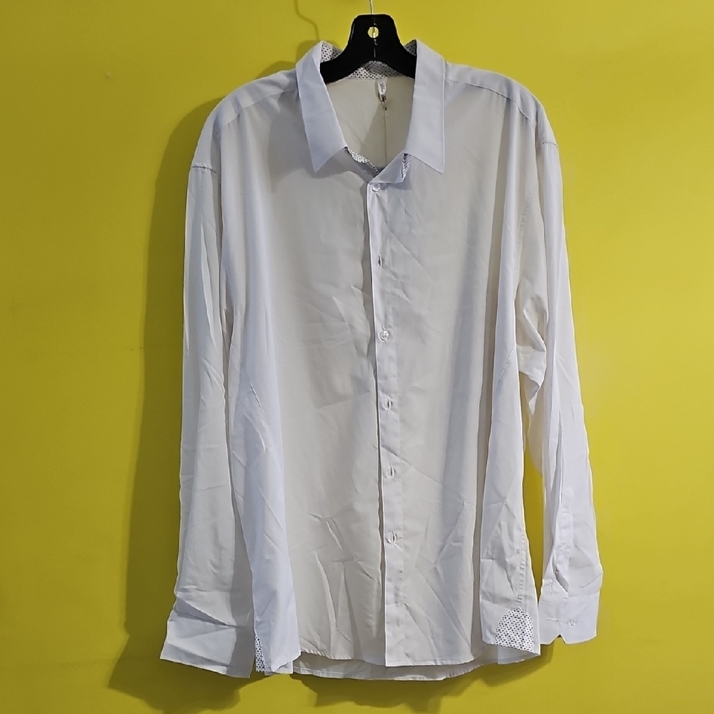 Blue Sky Classic White With Polka Dot Accent Men's Shirt